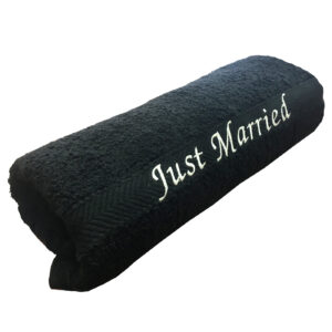 Just Married Beach Towel Black