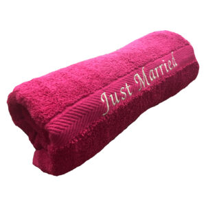 just married towel fuchsia