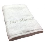 Just Married Beach Towel White