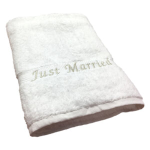 Just Married Beach Towel White