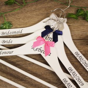 wedding hangers white with bow