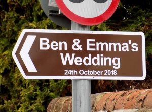 wedding direction sign