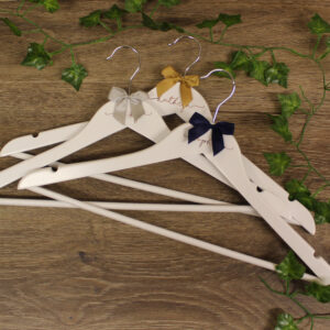 Personalised White Wedding Hangers With Bow