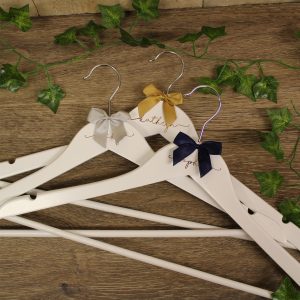 Personalised White Wedding Hangers With Bow