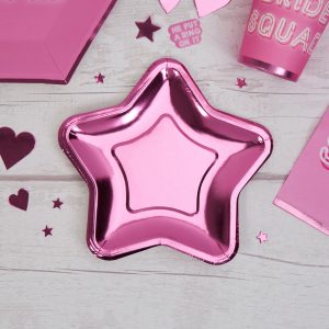 Small Pink Foil Star Plate