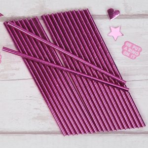 Pink Foil Paper Straws