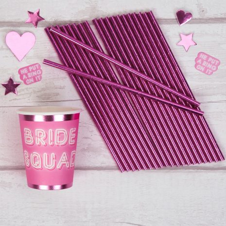 Pink Foil Paper Straws