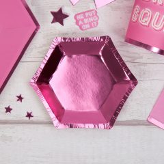 Small Pink Foil Hexagonal Plate
