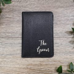 black passport holder