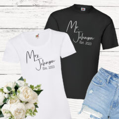 mr & mrs surname est 2024 t-shirt